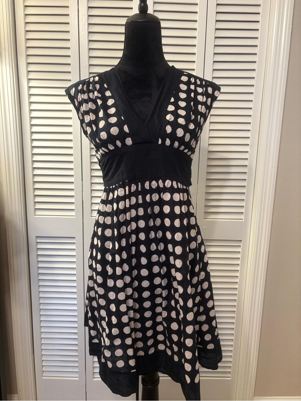 Vintage Black Mini Dress with White Polka Dots